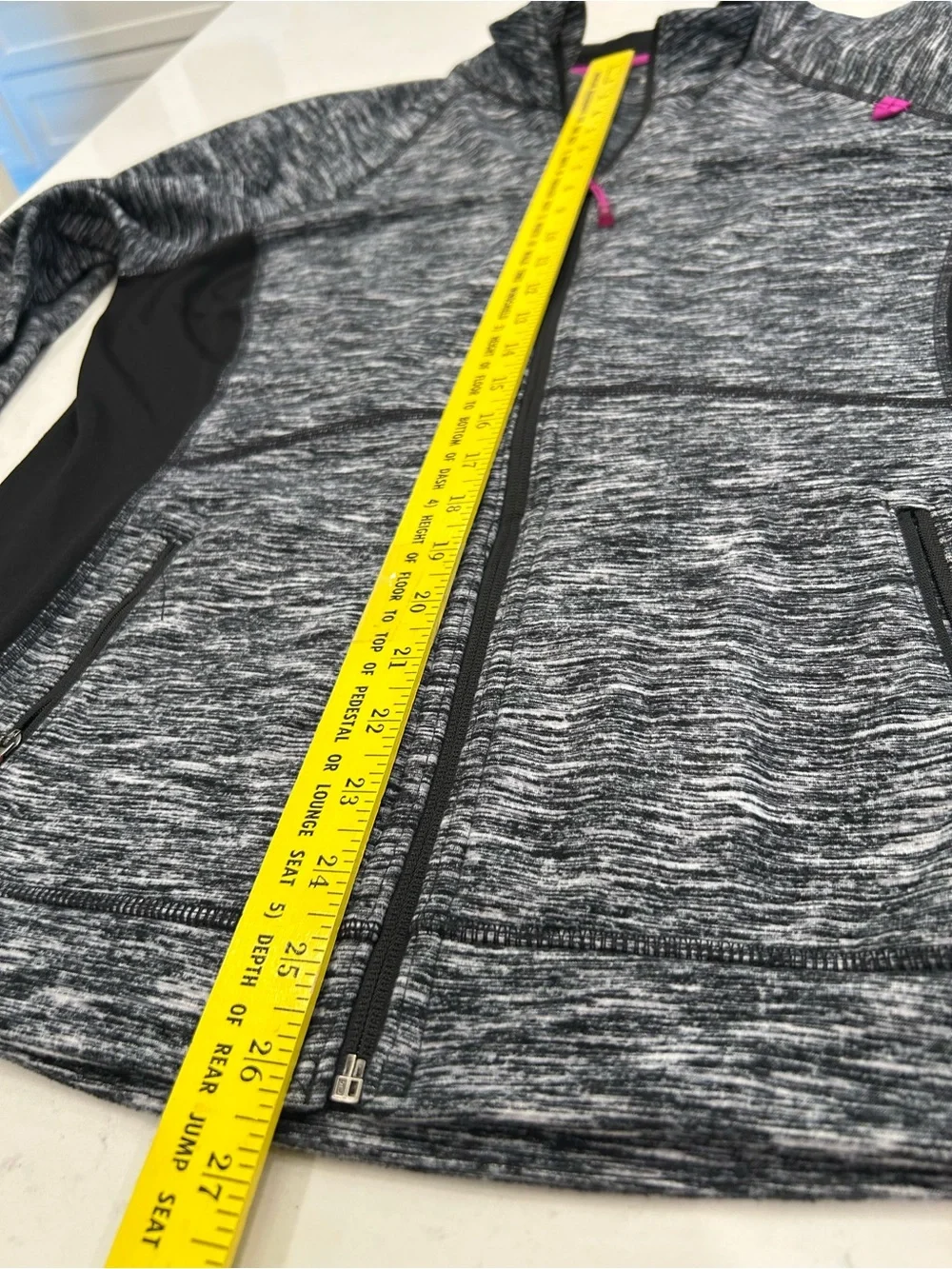 Heathered Gray Full-Zip Jacket with Pink Accents